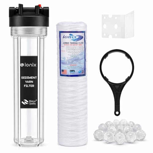 IONIX Clear Transparent Cartridge Water Filter for Overhead Tank | Keep an Eye on Mud | High Pressure Yarn Tank Filter | Whole House Water Filter |Sediment Filter for Overhead Tank, 1 Set, Clear - Image 1