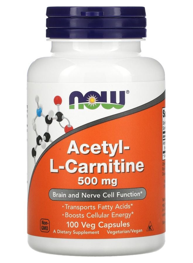 now Acetyl-L-Carnitine 500 mg 100 Veg Capsules