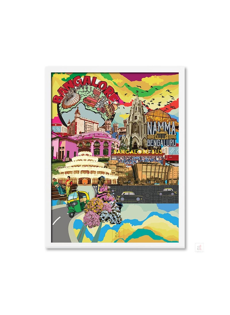 Art Street Art Street Pop Art Namma Bengaluru City Texture Paper Framed Art Print, Wall Décor For Home, Office & Living Room Decoration (13x17 Inch)  - Image 5