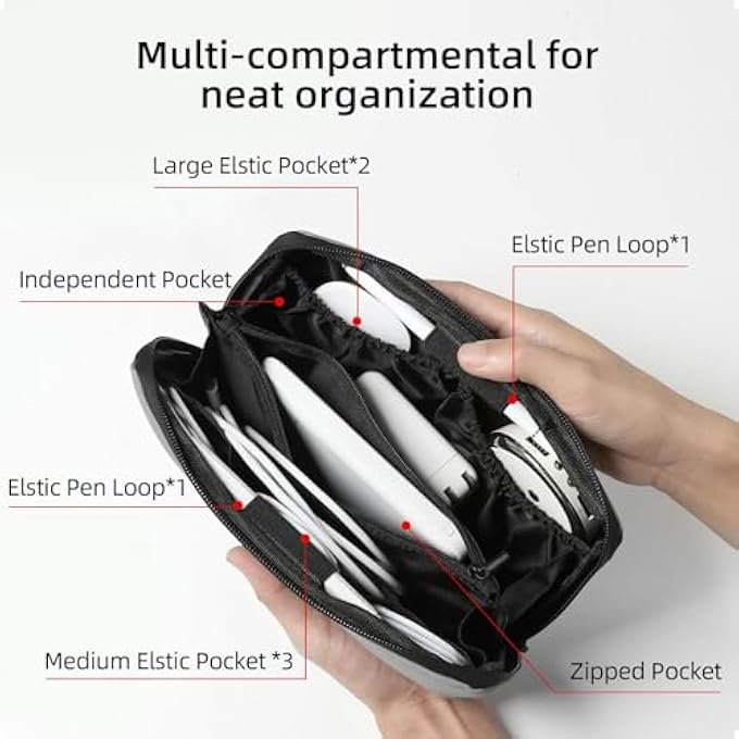 rayihni ELECTRONIC ORGANIZER TRAVEL CASE, WATERPROOF TECH POUCH FEATURING CABLE STORAGE COMPARTMENTS, PORTABLE ORGANIZER PERFECT FOR CHARGER CORD PHONE POWER BANK HARD DRIVE, PERFECT COMPACT TRAVEL BAG P - Image 2
