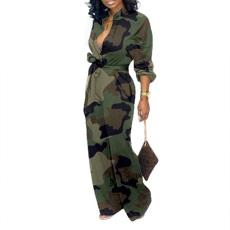 Fashion Printed Jumpsuit Cardigan for Women 1# Black  - Image 2