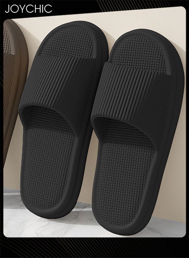 Joychic شبشب منزلي كلاسيكي ذو قاعدة ناعمة وقابل للتنفس مضاد للانزلاق ومقاوم للاهتراء مع مرونة عالية للنساء والرجال باللون الأسود - Image 3