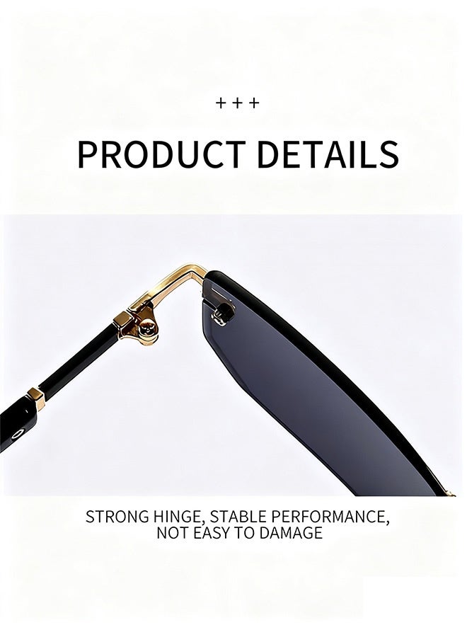 النظارات الشمسية الجديدة بلا إطار وحالات العين الجلدية، الرجال والنساء شمس الظلال النظارات الشمسية، العصرية والعصرية الجودة - Image 3