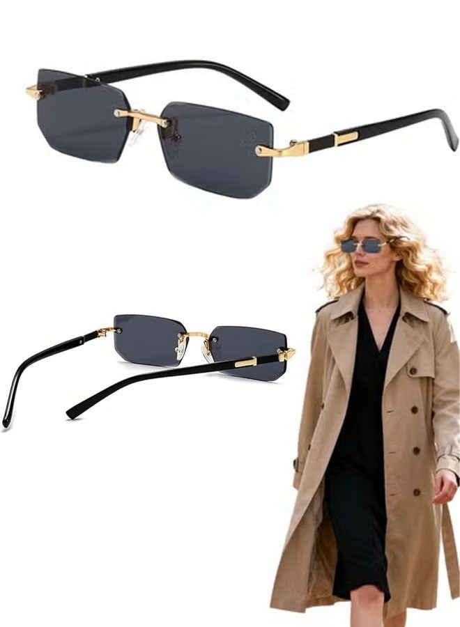 النظارات الشمسية الجديدة بلا إطار وحالات العين الجلدية، الرجال والنساء شمس الظلال النظارات الشمسية، العصرية والعصرية الجودة - Image 1