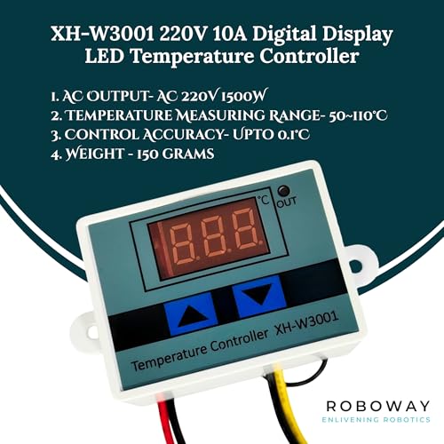 ROBOWAY W3001 Digital Display Temperature Controller 220V 10A | LED Thermostat Control Switch Probe, Temperature Controller for Egg Incubator, Thermocouple Sensor (RW-149) - Electronic Components - Image 5