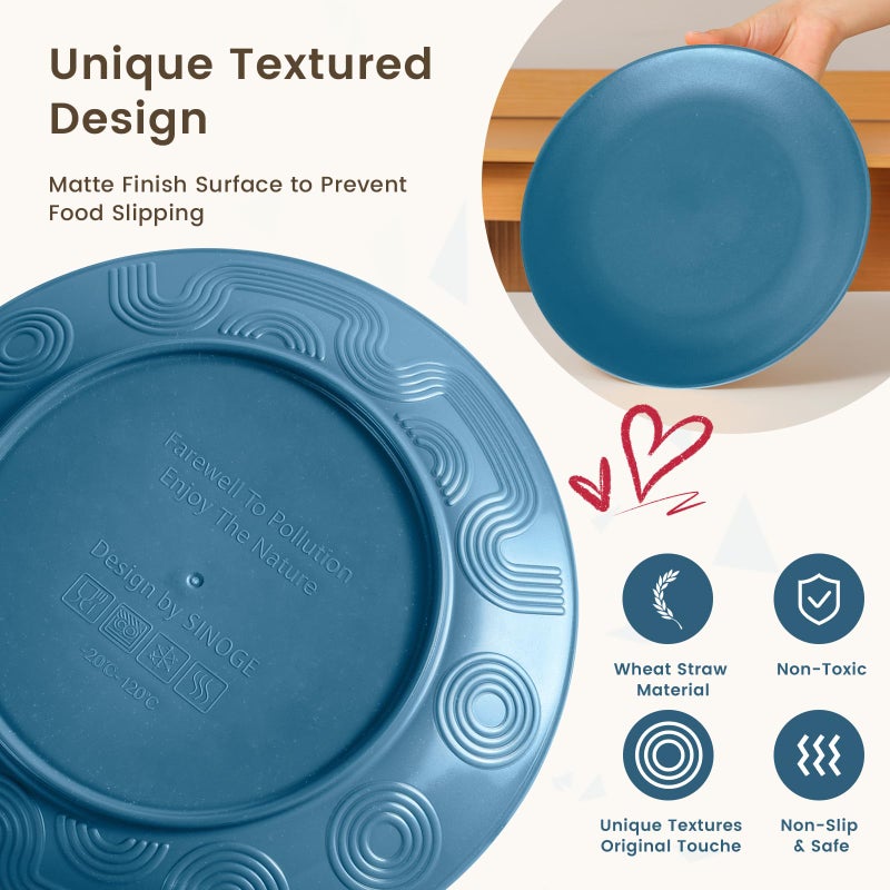 Homienly 40 PCS Premium Wheat Straw Dinnerware Sets, Reusable Unbreakable Plates and Bowls Set, Cups Sets, Service for 8, Microwave and Dishwasher Safe Dishes Set for Party, Outdoor (Nightscape) - Image 4