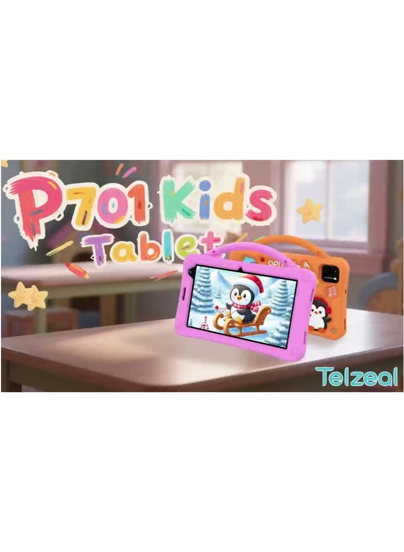 Telzeal P701 7-Inch Android Tablet with 6GB RAM, 256GB ROM, Single SIM Support, 1024×600 Display Resolution, 3000mAh Battery, Dual Cameras, Wi-Fi, Bluetooth, Free Gift Accessories Bundle, Ideal for Kids, Study, Entertainment & Travel – Orange - Image 4