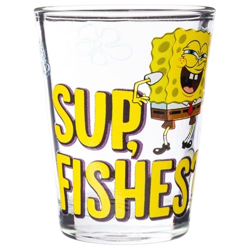 Silver Buffalo Spongebob Squarepants Featuring Patrick Star and Gary Quotes Set 4 Pack Mini Glass Set 15 Ounces - Image 3