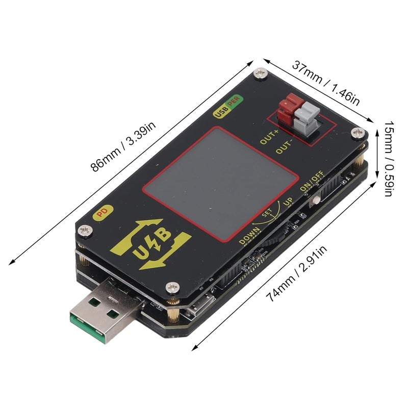 عداد الفولتميتر USB بشاشة LCD من مادة ABS لكشف الكابلات وتسجيل البيانات - Image 3