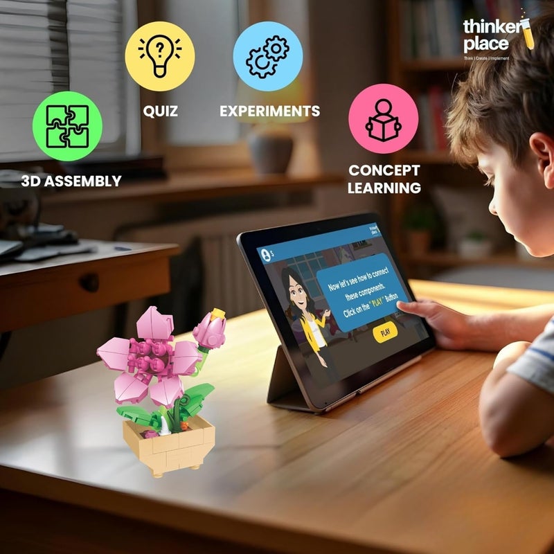 ThinkerPlace 8-in-1 Flowers Galsang Flower (90 Pieces) | Learn About Plant Kingdom | Building Block Set for Kids Age 6+ | STEM Educational Toy | Build, Collect & Create Flower Pen Stand - Image 3