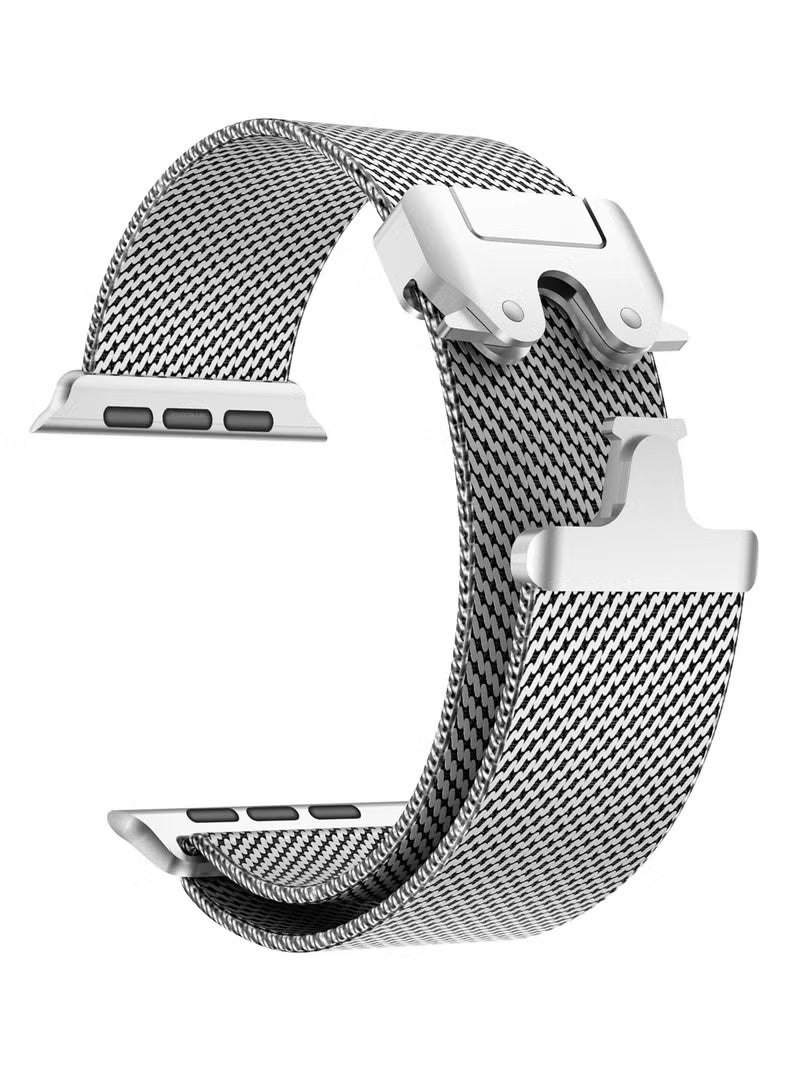 GENNEXT Milanese Loop for Apple Watch Band Ultra 2 Band Ultra 49mm 46mm 45mm 44mm, Parachute-Style Buckle Stainless Steel Mesh Metal Band for iWatch Series 10-1 SEÂ - Natural Titanium - Image 1