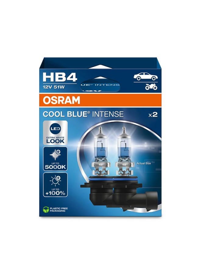 OSRAM كول بلو® إنتنس HB4، +100% سطوع أكثر، حتى 5,000 كيلفن، مصباح أمامي هالوجين، مظهر LED، صندوق معلق (2 مصباح) - Image 1