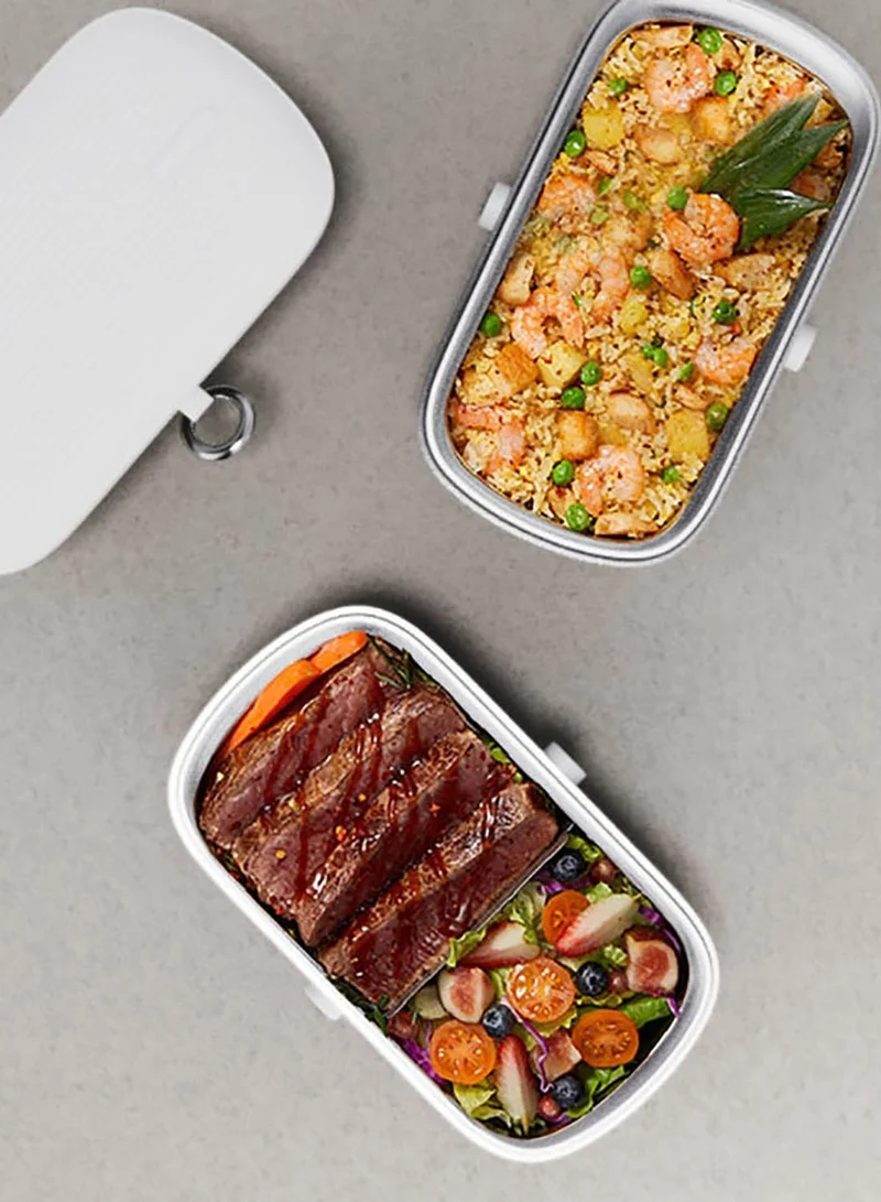 Hans Larsen Cazma Electric Lunch Box-Portable Heated Food Warmer, Leak‑Proof, 70°C Temperature, Ideal for Office, Travel, Home, Quick And Easy Meal Heating, White