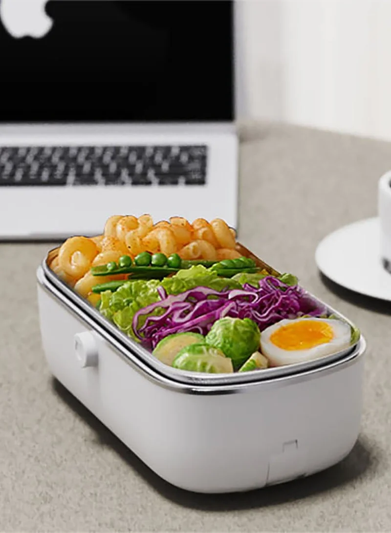 Hans Larsen White Cazma Electric Lunch Box-Portable Heated Food Warmer, Leak‑Proof, 70°C Temperature, Ideal for Office, Travel, Home, Quick And Easy Meal Heating, White  | Best Price UAE