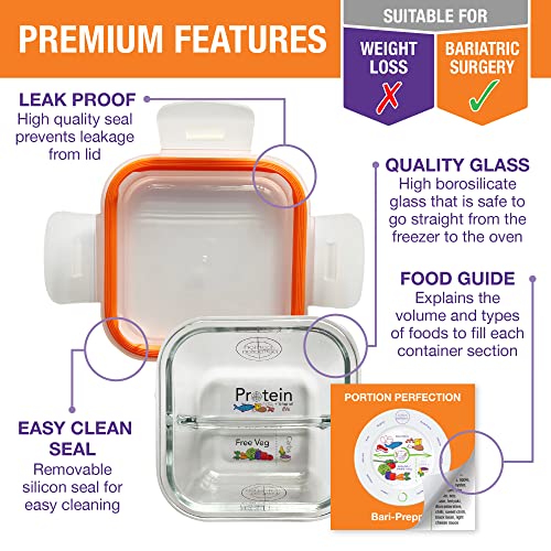 Portion Perfection Bariatric Must Haves / 3 Pk Bariatric Meal Prep Containers Reusable Glass Portion Control Container | Gastric Sleeve Must Haves | Bari Preppers - Image 3