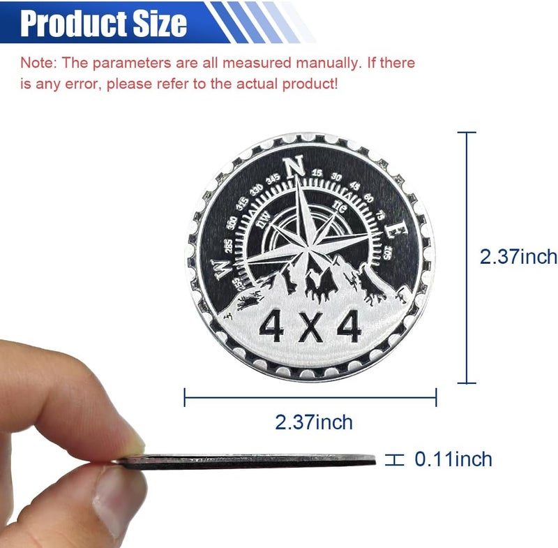 LHDOS Compass Badge Rated Car Emblem, 4 x 4 Round Automotive Emblem Decal, 3D Metal Car Exterior Decoration Sticker Compatible with Cars, Trucks, SUVs, Wrangler Vehicles (Compass) All choice modern design - Image 2