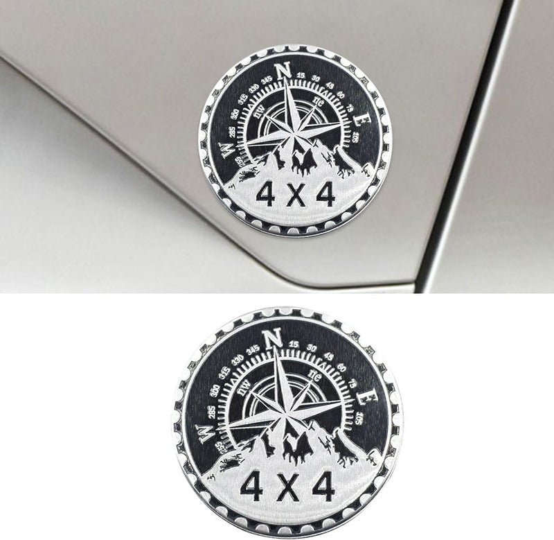 LHDOS Compass Badge Rated Car Emblem, 4 x 4 Round Automotive Emblem Decal, 3D Metal Car Exterior Decoration Sticker Compatible with Cars, Trucks, SUVs, Wrangler Vehicles (Compass) All choice modern design - Image 1