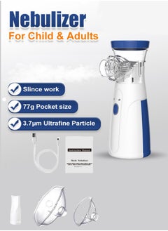 HEROCKX Mesh nebulizer Nebulizer Machine for Adults and Kids Battery-Operated Nebulizer of Cool Mist Ultrasonic Mesh Nebulizer for Breathing Problems Used at Home Office Travel(Blue)  - Image 1