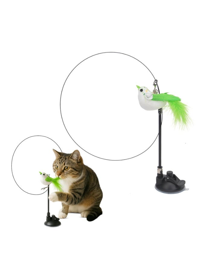 FUNFY Interactive Cat Wall Toy with Feather Wand, Suction Cup Cat Toy for Indoor Cats, 2 Play Modes, Reusable Wall-Mounted Cat Exercise & Hunting Toy - Image 1