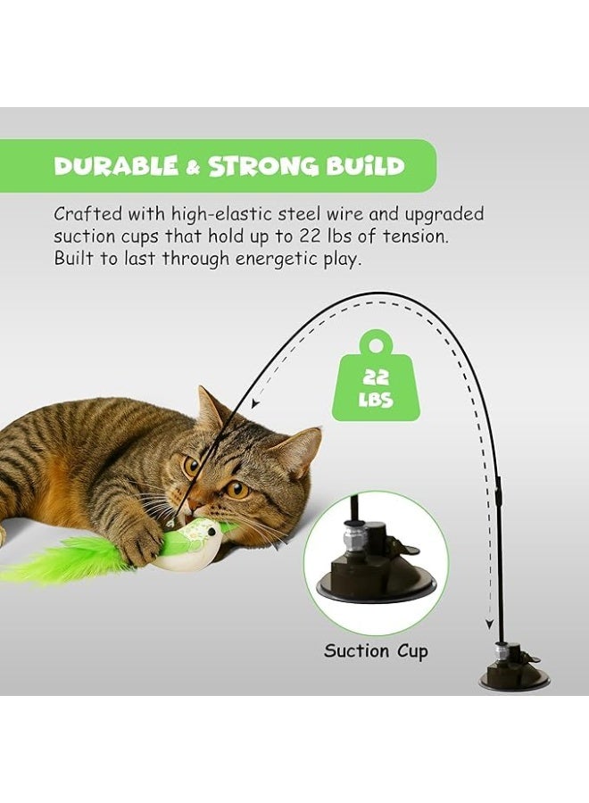 FUNFY Interactive Cat Wall Toy with Feather Wand, Suction Cup Cat Toy for Indoor Cats, 2 Play Modes, Reusable Wall-Mounted Cat Exercise & Hunting Toy - Image 4