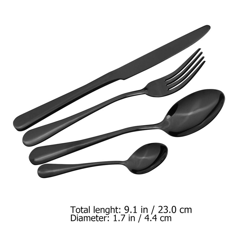 4 Pieces Flatware Silverware Set Stainless Steel Cutlery Include Fork Spoon Dishwasher Safe (Black) - Image 2