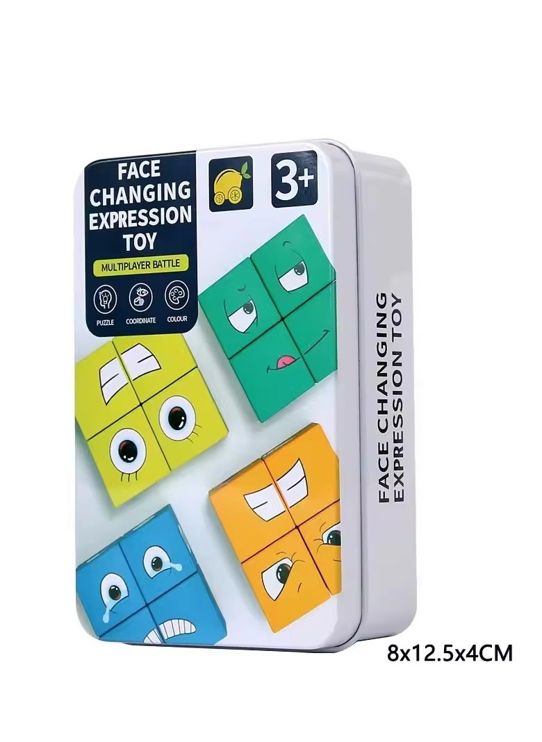 Wooden Face Expressions Changing Building Block Puzzles Parent-Child Interactive Games Educational Montessori Toys for Kids  - Image 2