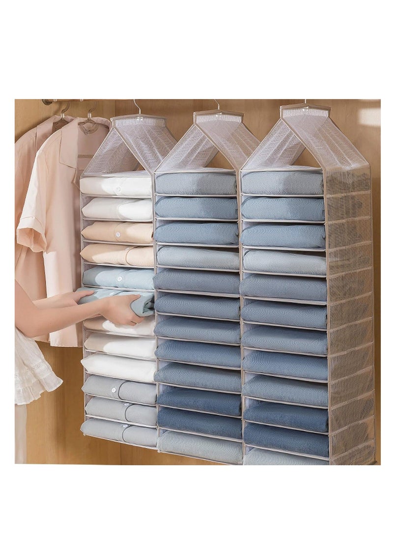DUNISO 2 pieces Hanging Wardrobe Clothes Organiser with 12 Shelves Foldable Closet Clothing Storage Dividers Cabinet Pants Shelf - Image 1
