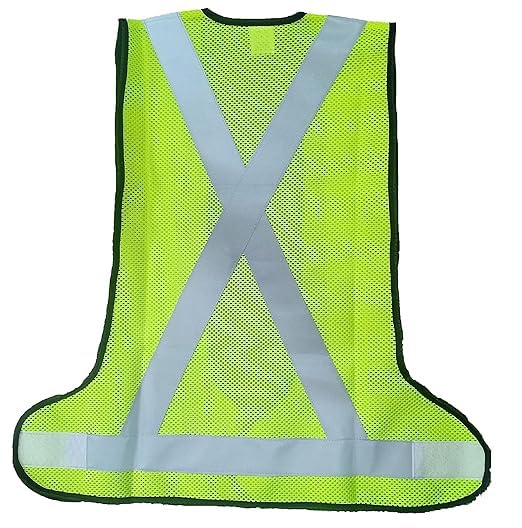 Satishve High Visibility Safety refelective jacket, Mesh Fabric, 3-Side Open, Reflective Strips, Neon Yellow - Image 4