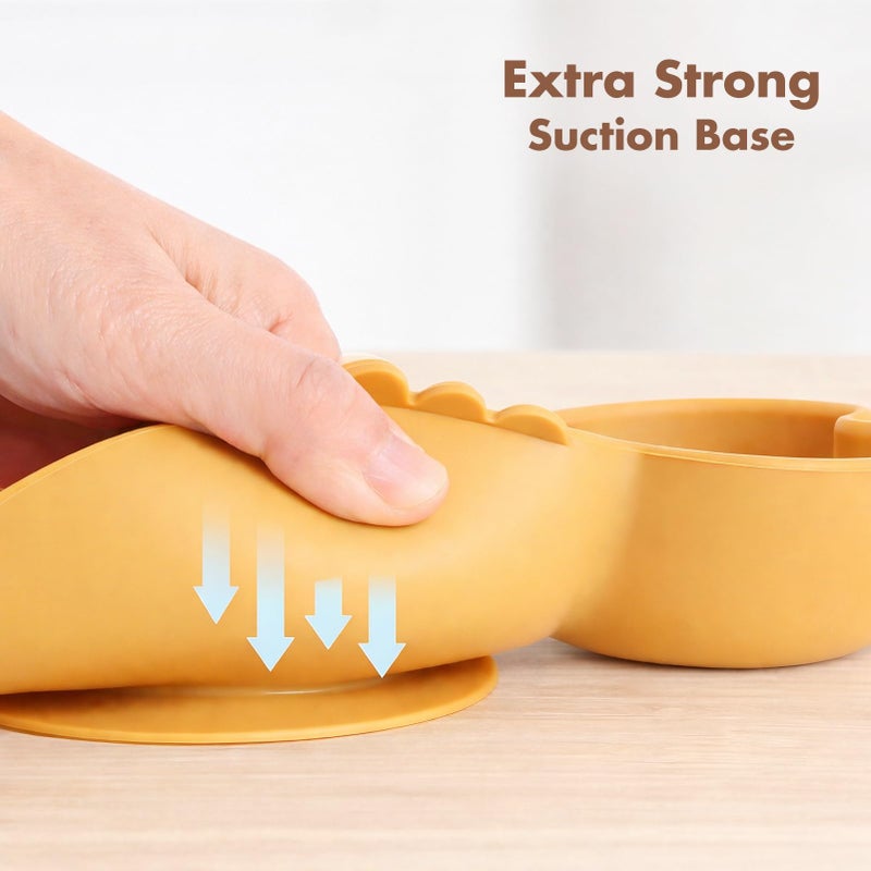 ROCCED Suction Plates for Baby, Silicone Plates with Suction Divided, Baby Spoon Fork Set for Toddler Baby Dishes Kids Utensils-Crab Pink - Image 4
