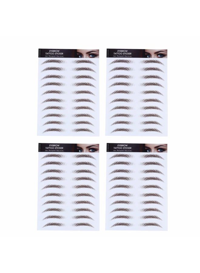 Lurrose 4 Sheets Eyebrow Tattoo Stickers, 6D Hair Eyebrows, Brown 02 - Image 1