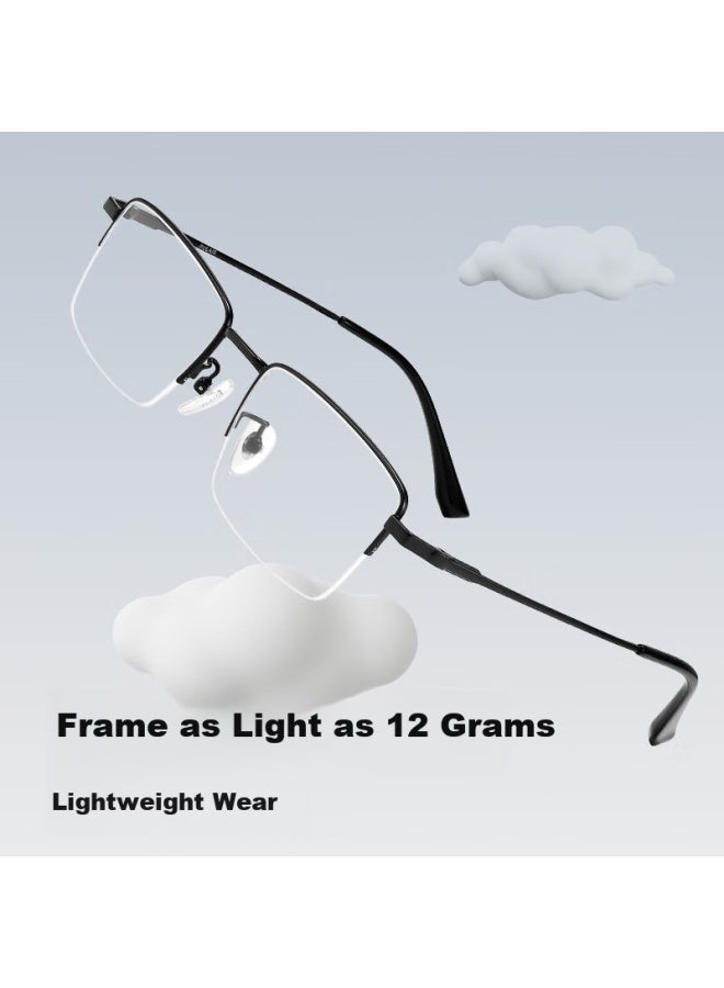 Pulais Reading Gl For Men, High-end Business Semi-rimless Imported High-definition Anti-blue Light Reading Gl, Father's Day Gift Box, 250 Degrees - Image 2