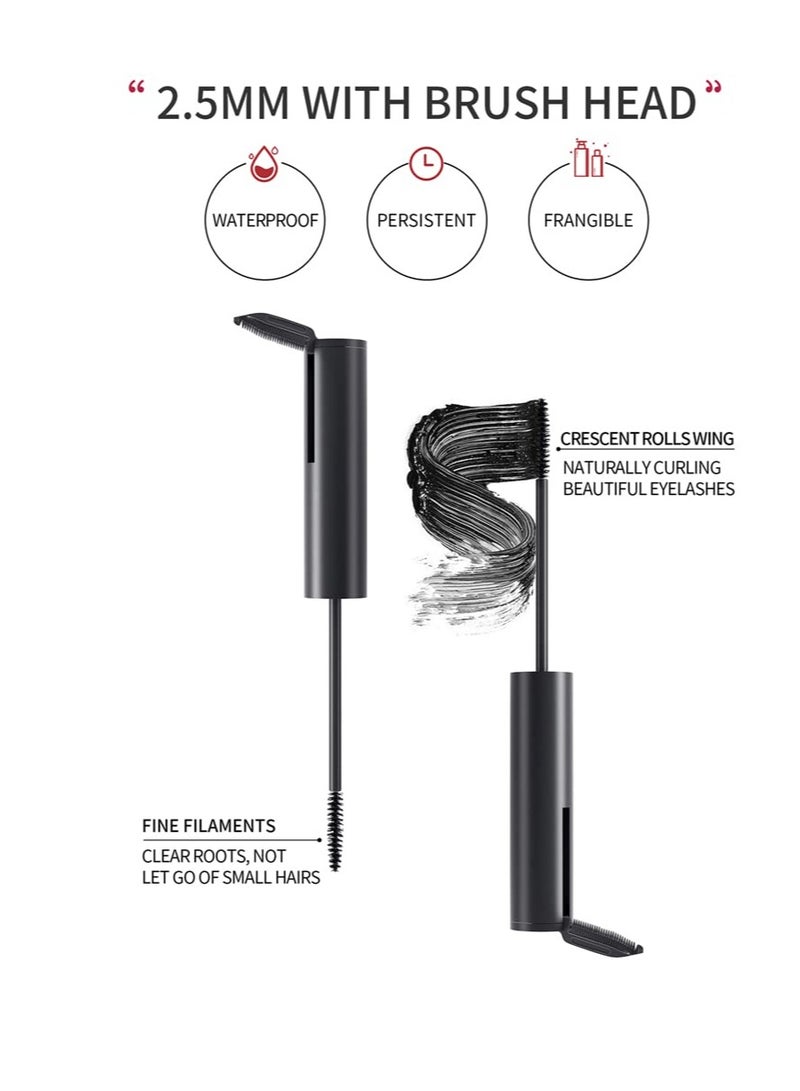 Excefore 2 in 1 Mascara for Fine Short Eyelash, Lower Lash Mascara with Brush, Extra Long Voluminous Smudge-proof Eyelashes, Washable Voluminous Eyelash, Natural Lengthening, Thickening Effect, Black - Image 2