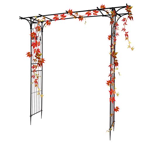 VINGLI Garden Arbor, Arch Archway for Wedding Ceremony Party, Steel Garden Trellis for Plant Climbing, Christmas Decorations Pergola for Backyard, Lawn (Black) - Image 4