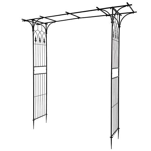 VINGLI Garden Arbor, Arch Archway for Wedding Ceremony Party, Steel Garden Trellis for Plant Climbing, Christmas Decorations Pergola for Backyard, Lawn (Black) - Image 1