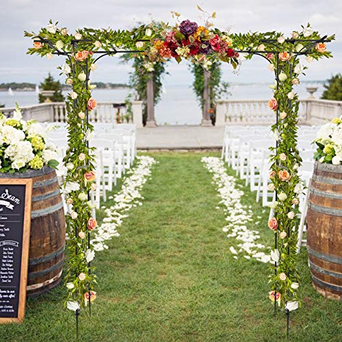 VINGLI Garden Arbor, Arch Archway for Wedding Ceremony Party, Steel Garden Trellis for Plant Climbing, Christmas Decorations Pergola for Backyard, Lawn (Black) - Image 5