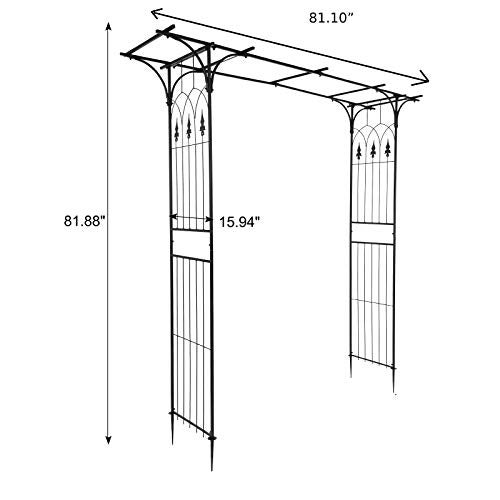 VINGLI Garden Arbor, Arch Archway for Wedding Ceremony Party, Steel Garden Trellis for Plant Climbing, Christmas Decorations Pergola for Backyard, Lawn (Black) - Image 3