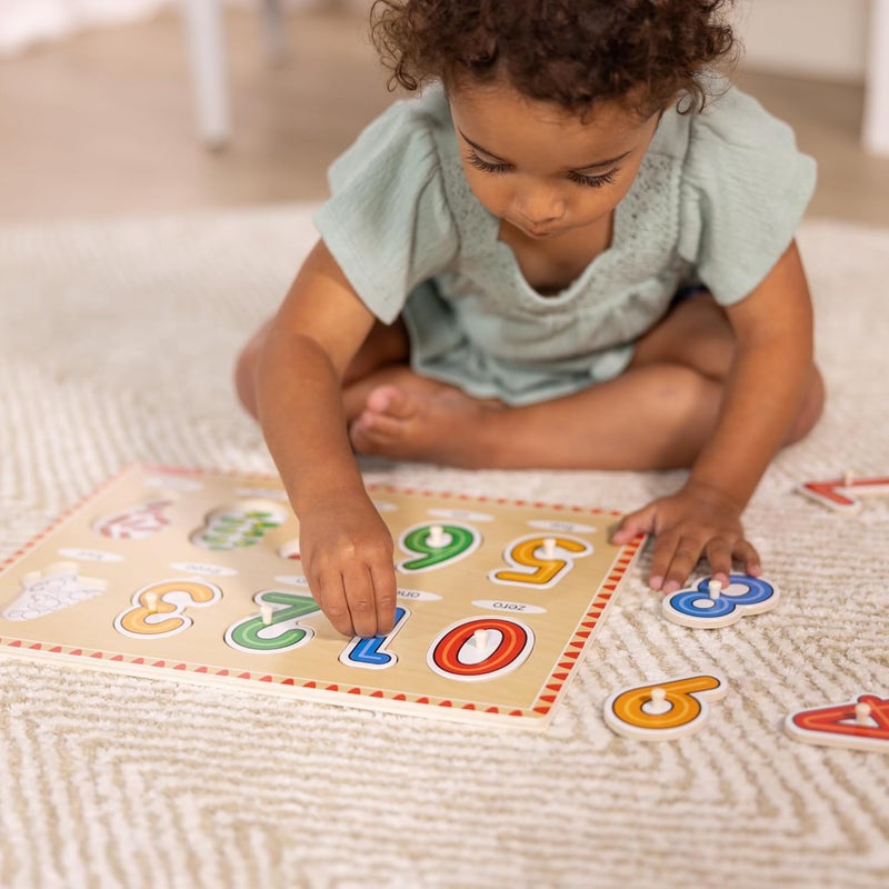 Melissa & Doug لعبة بازل الأرقام الخشبية من ميليسا ودوج - بازل مكون من 10 قطع للأطفال لتعرف الأرقام ومهارات العد - Image 3