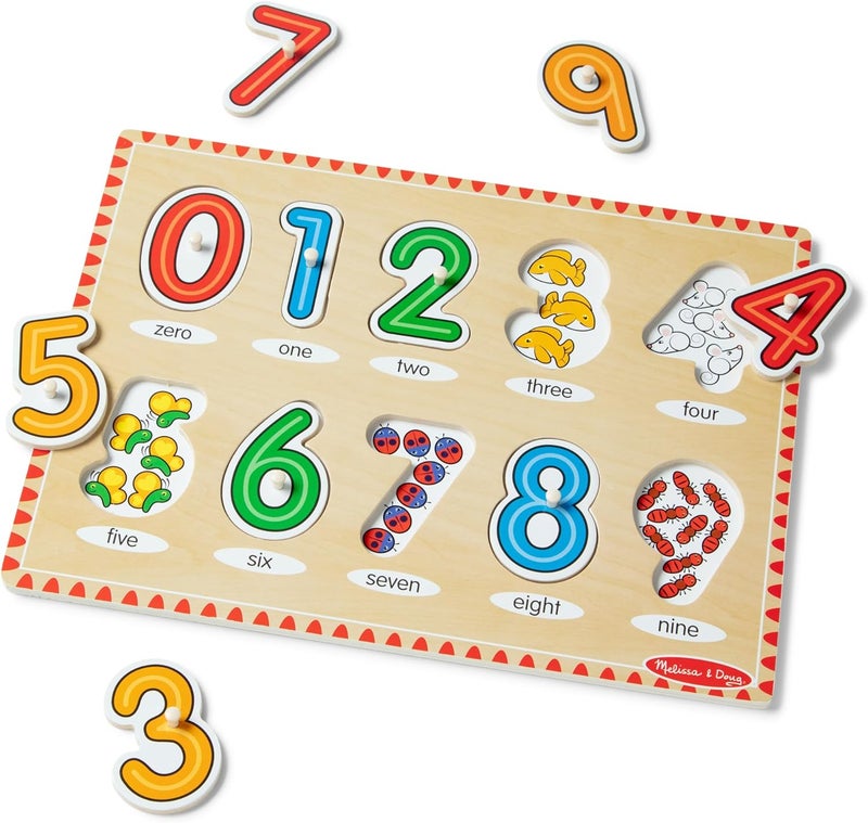 Melissa & Doug لعبة بازل الأرقام الخشبية من ميليسا ودوج - بازل مكون من 10 قطع للأطفال لتعرف الأرقام ومهارات العد - Image 4