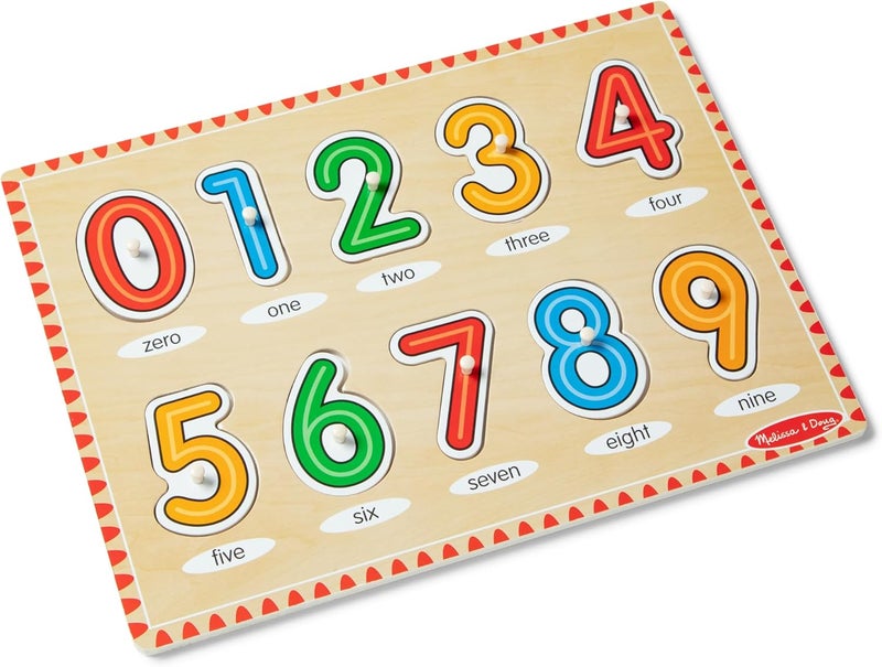 Melissa & Doug لعبة بازل الأرقام الخشبية من ميليسا ودوج - بازل مكون من 10 قطع للأطفال لتعرف الأرقام ومهارات العد - Image 1
