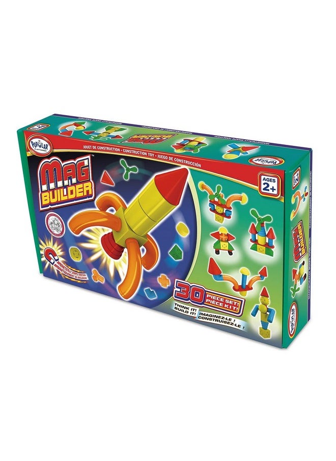 Popular Playthings POPULAR PLAYTHINGS 18302 Mag Builder Magnetic Building Toy for Kids with 30 Colorful Pieces  - Image 1