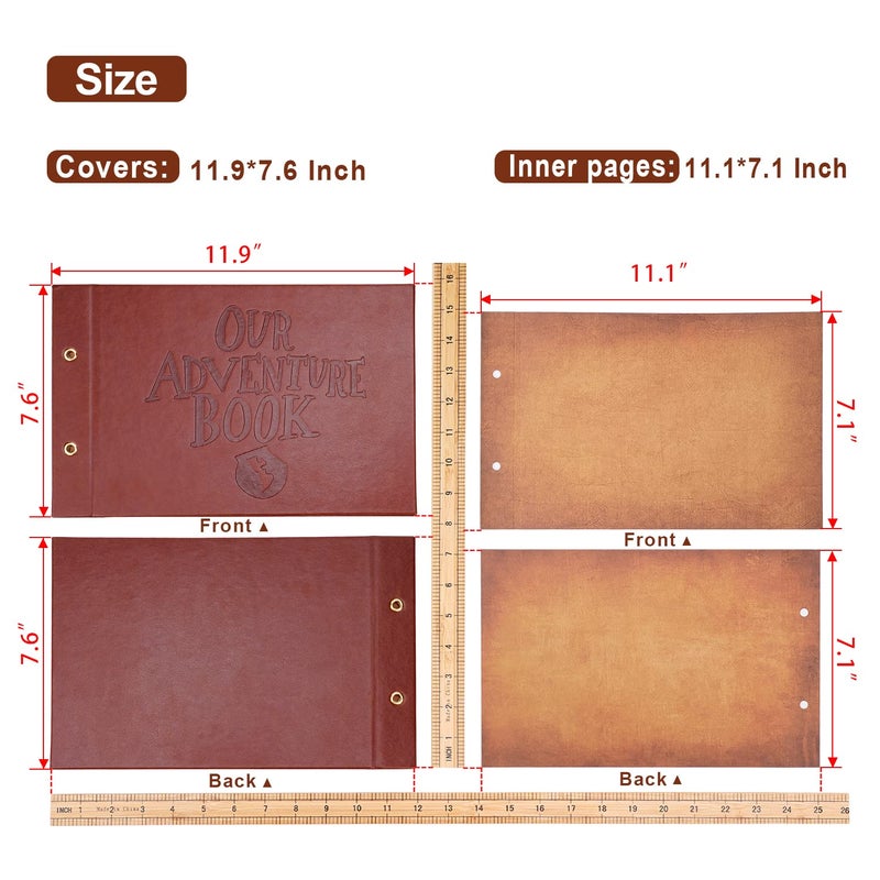 Tpudn Our Adventure Book Scrapbook Photo Album,3D Embossed Words Leather Memory Book with 80 Pages for Couples Gifts,Anniversary Wedding,Valentine's Day - Image 2