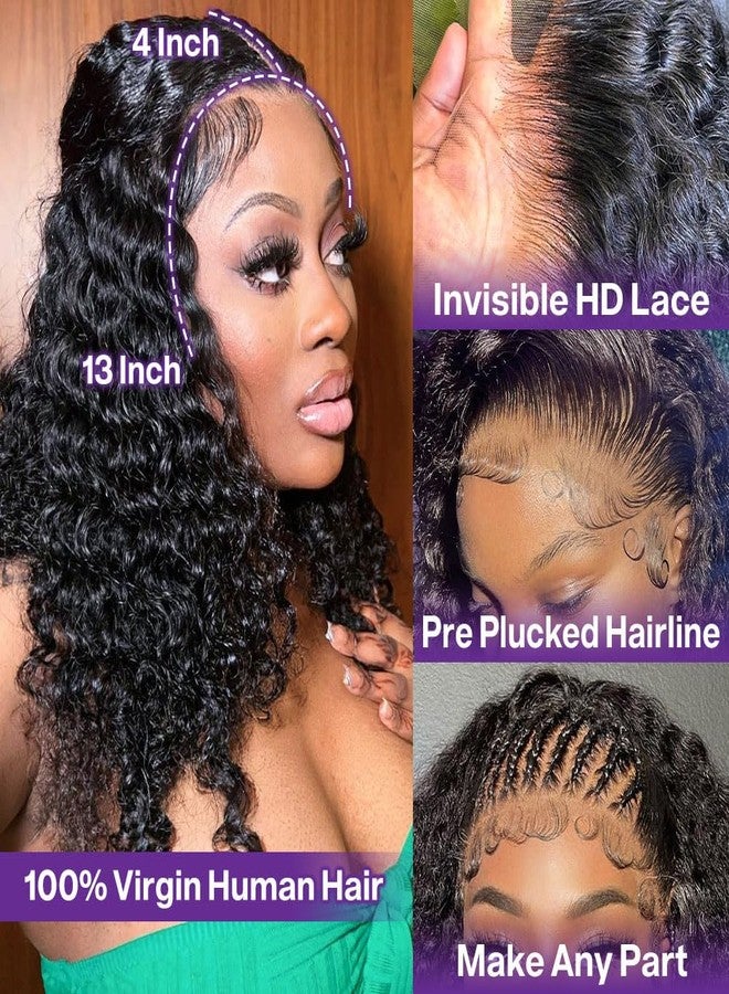 HIRIREMY 13x4 HD Deep Wave Lace Front BOB Wigs For Black Women Human Hair Pre Plucked Wear And Go Glueless Deep Wave Frontal BOB Wig Human Hair Short Curly Wet And Wavy 16 Inch - Image 2