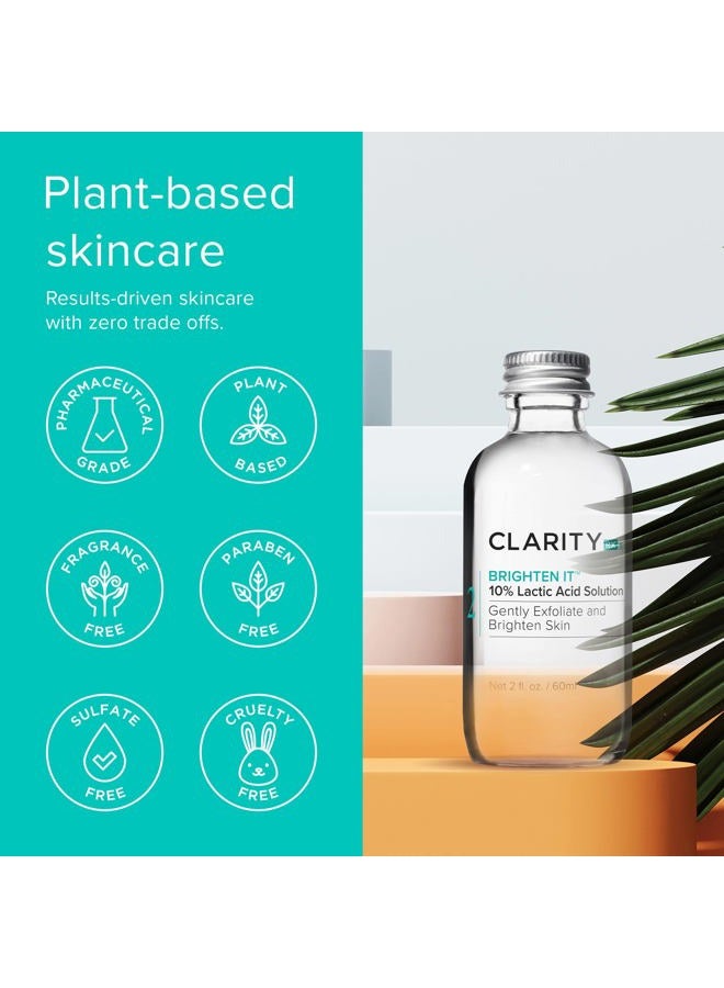 ClarityRx Brighten It 10% Lactic Acid Solution, Natural Plant-Based Exfoliating Face Treatment for Dark Spots, Discoloration & Uneven Skin (2 fl oz) - Image 5