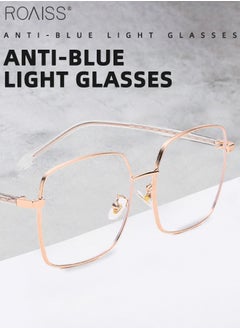 roaiss Blue Light Blocking Glasses Blue Light Filter Computer Reading Gaming TV Phones Square Eyeglasses Fashion Anti Eyestrain Headache Eyewear for Men Women Rose Gold 55mm  - Image 3
