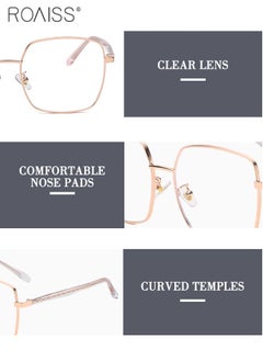 roaiss Blue Light Blocking Glasses Blue Light Filter Computer Reading Gaming TV Phones Square Eyeglasses Fashion Anti Eyestrain Headache Eyewear for Men Women Rose Gold 55mm  - Image 5