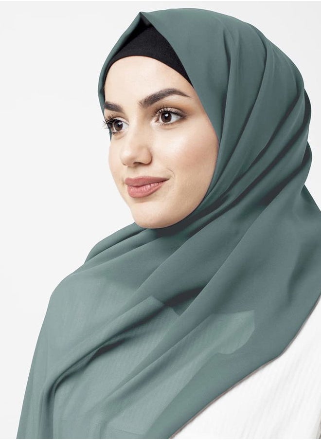 Silk Route - InEssence Alpine Green Poly Georgette Scarf Women Girls Wrap Medium Size Hijab - Image 1