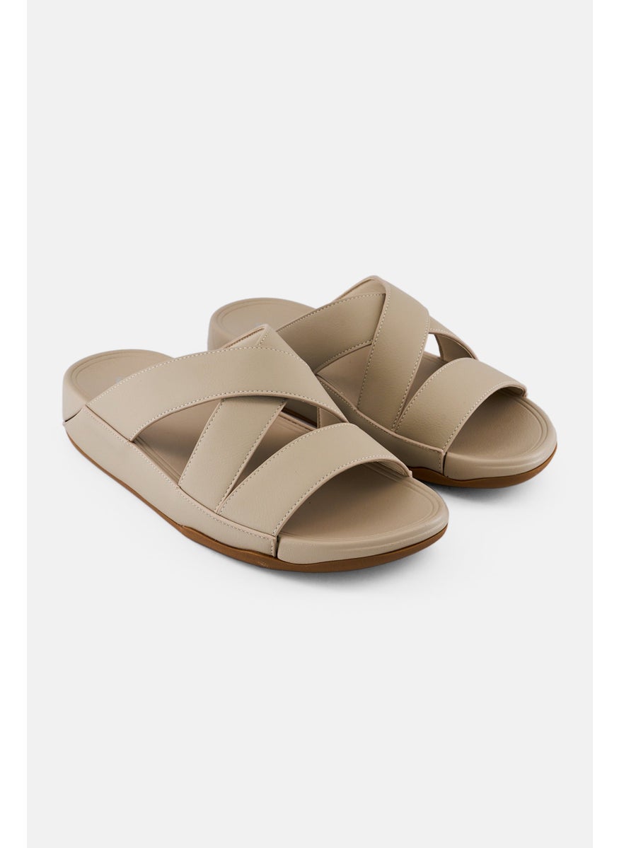 English Laundry Men Slip On Arabic Sandals, Beige  - Image 1