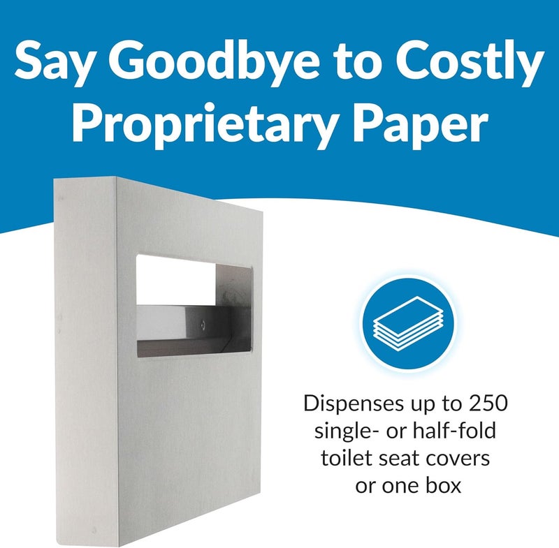 Bobrick 221 Stainless Steel Toilet Seat Cover Dispenser, 15 3/4 x 2 x 11, Satin Finish - Image 3