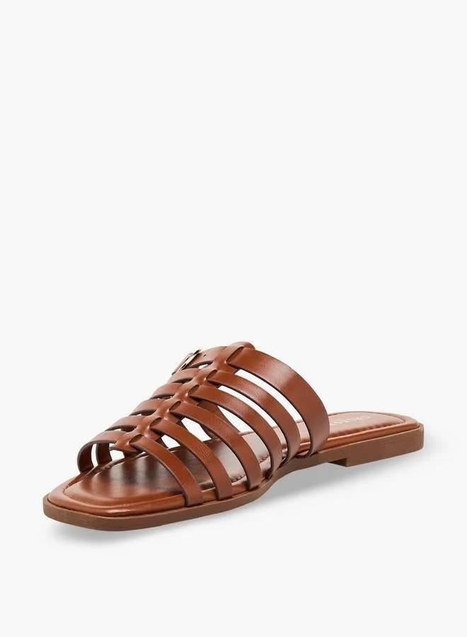 Celeste BROWN Women Slip-On Buckle Accent Sandals for Women | Best Price UAE