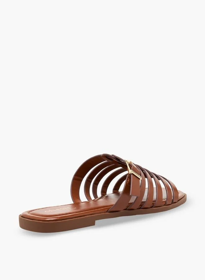 Celeste BROWN Women Slip-On Buckle Accent Sandals for Women | Best Price UAE